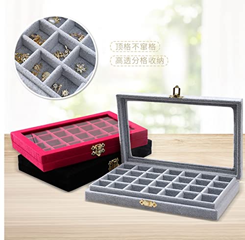 Boîte de rangement d'accessoires d'art d'ongle gris à 28 grilles