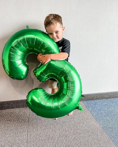 Image of Dark Green Number 3 Balloon 40 Inch, 3rd Birthday Celebration Supplies Women Men, 3 Balloon for Theme Party
