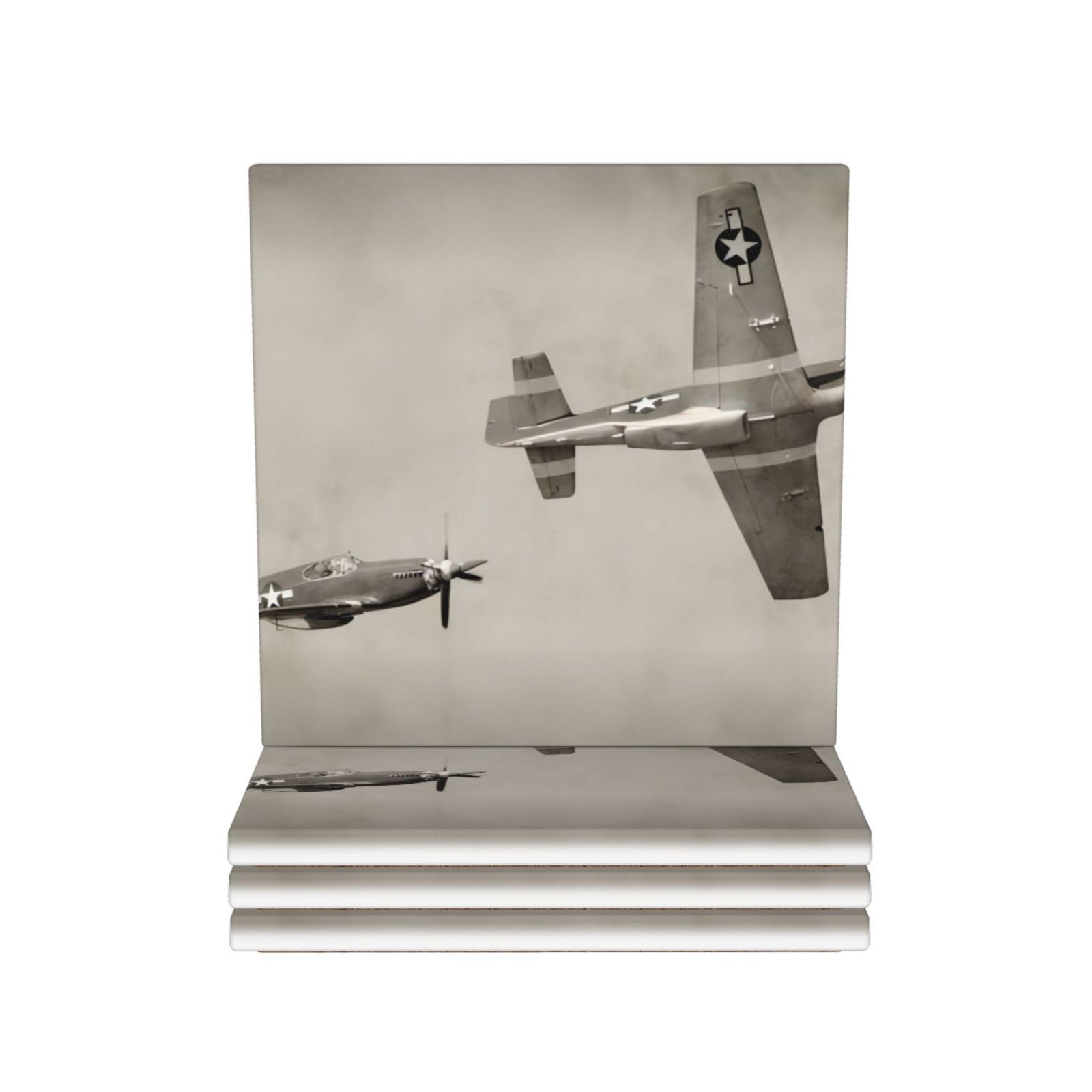 Sous-verre avion WW2 lot de 4 en céramique pour un apéritif thématique entre passionnés