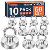 FINDMAG 10 Pack 60LB Magnetic Hooks for Cruise Cabins, Magnetic Hooks