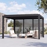 Modern Shade Aurora Pergola Accessories Privacy Screen 12 ft for Louvered Pergola, Galvanized Steel Shade Screen Privacy Shade Panels, Easy Installation Modular Pergola Screens, Black, 1 Panel