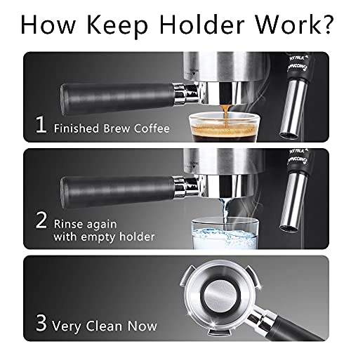 Stainless Steel 51mm 3 Ears Portafilter filter holder replacement Compitable for EC685.BK Coffee Machines, Detachable filter Holder Machine Coffee Machine Replacement Parts (1 filter,1 cup) - Image 9