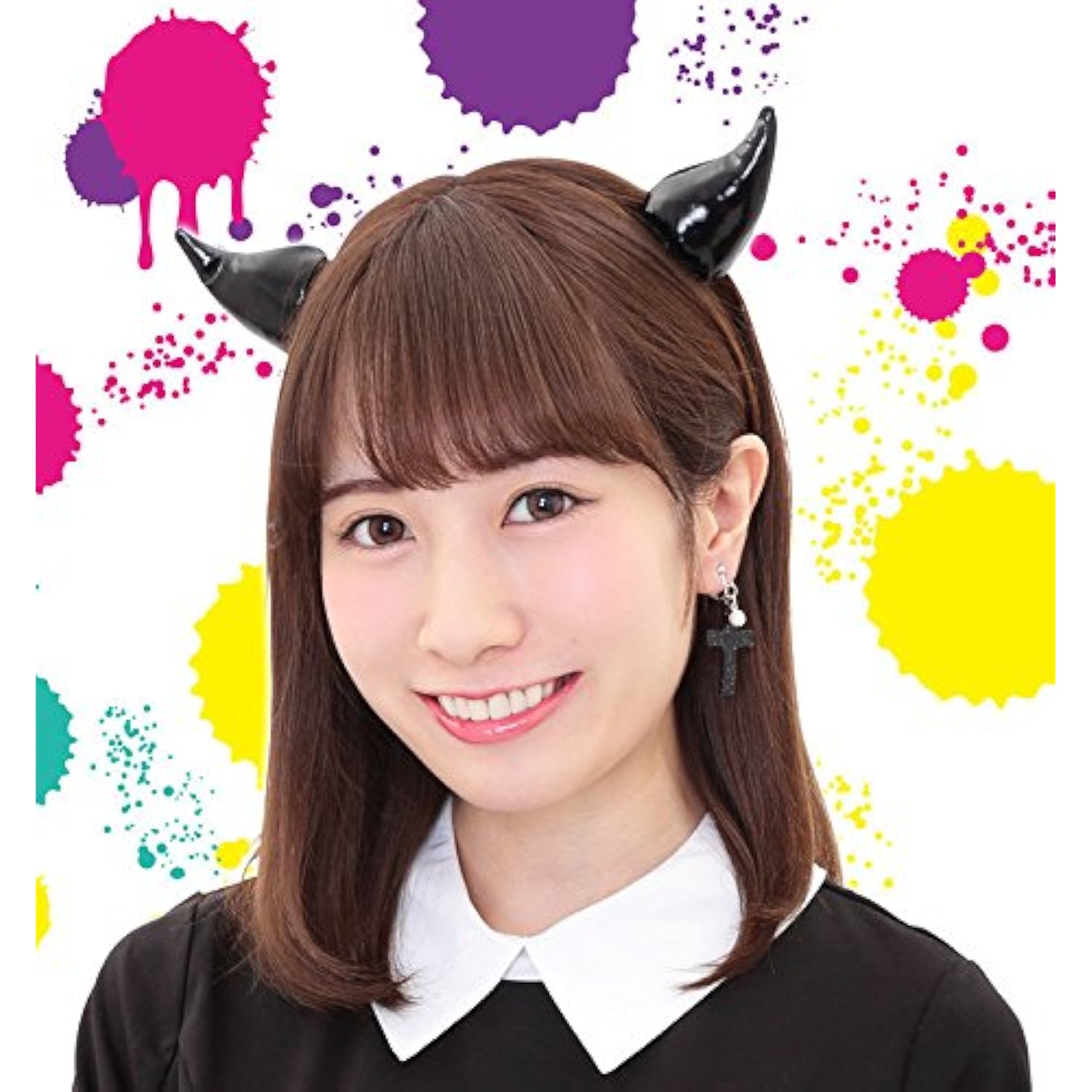 クリアストーン(Clearstone) コスプレ ハロウィン デビルピン エナメル ユニセックス ブラック 詳細画像1