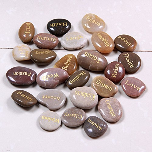 TGS Gems Engraved Inspirational Stones (25 Different Words)