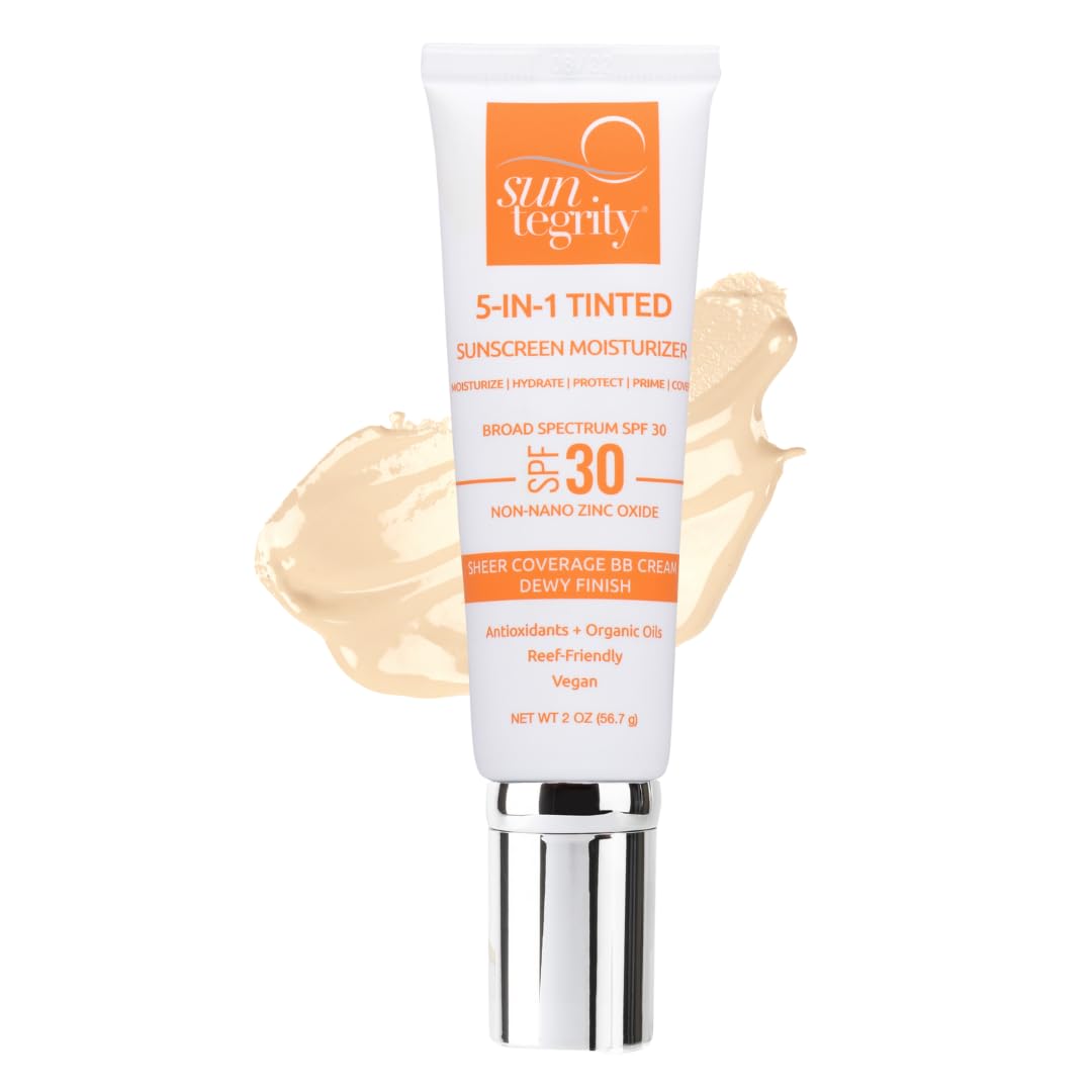 Suntegrity 5 in 1 Tinted Mineral Sunscreen for Face SPF 30-2 oz - Fair BB Cream Moisturizer with