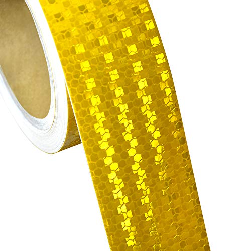 Image of ONTWIE Reflective Tape, 2inch x 30ft Dot Reflective Tape (Yellow) | Reflective Tape Outdoor Waterproof, High Visibility Reflective Safety Tape, Reflector Tape For Trailer, Cars, Trucks