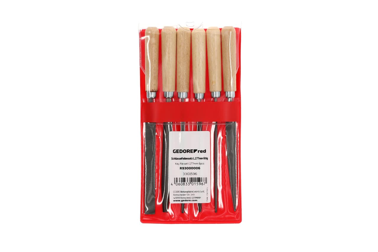 Jeu De 6 Limes GEDORE 'Red Key' Pour Métal - Lames Plates, Triangulaires, Rondes... - Longueur 177mm