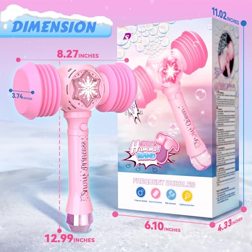 SMILESSKIDDO Bubble Hammer Wand, 2 in 1 Bubble Machine with Toy Hammer, Automatic Bubble Blower, Light Up & Beep Sound Bubble Maker with Bubble Solution, Outdoor Toys for Kids - Thumbnail 5