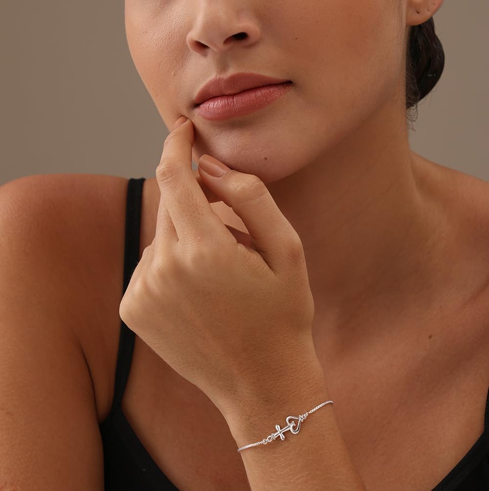 LeCalla 925 Sterling Silver Bracelets Jewelry | Italian Handmade Adjustable Sliding Bolo Bracelet for Women