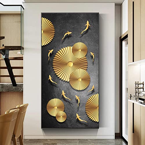 Poster poisson rouge chinois de style nordique pour salon art mural sans cadre 30x60cm