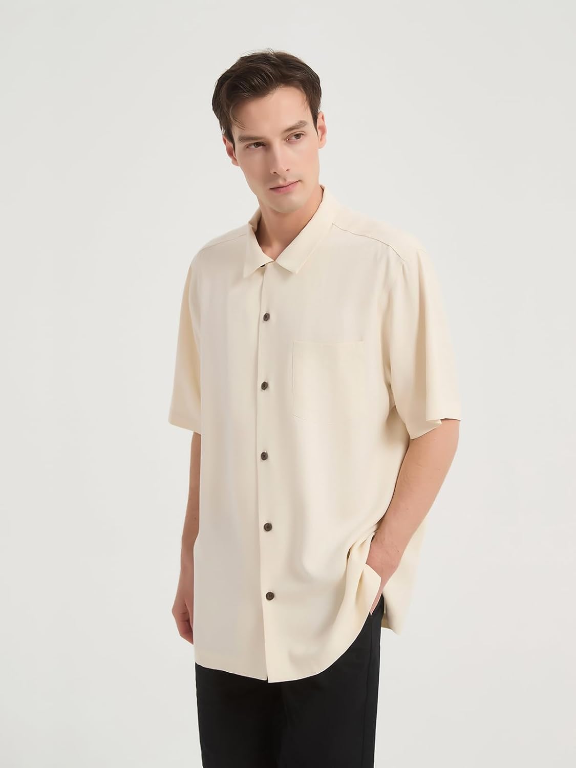 Men's Silk Shirts Short Sleeve Button Down Casual Tropical Holiday Hawaiian Shirts - Image 3