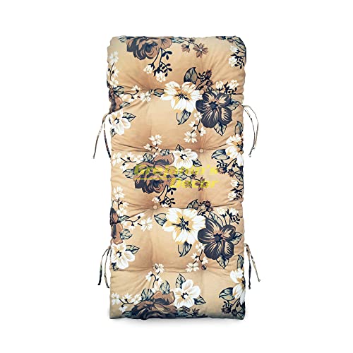 Almofada 110x50 para Cadeiras / Bancos de Bambu, Vime, Trama Fibra Sintética, Madeira de Demolição e Pallet Flores Brancas e Marrons