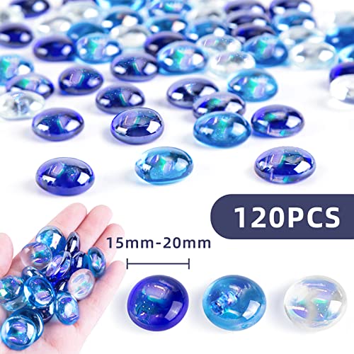 VGOODALL Glass Pebbles Bulk Pack, 120 Glittering Stones for Home Decor Fish Tank Landscaping - Image 2
