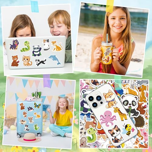 100 PCS Water Bottle Stickers for Kids,Cute Animal Aesthetic Sticker Pack - Vinyl Kawaii Stickers for Girls Boy Classroom Prizes,Party Favors for Scrapbook, Laptops, Journal - image 5