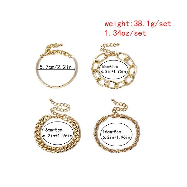fxmimior-Dainty-Boho-Gold-Silver-Chain-Bracelets-Set-for-Women-Adjustable-Fashion-Beaded-Chunky-Flat-Cable-Chain-Punk-Bracelets-Jewelry-for-Women-Girls-Gift-Set-of-4-Gold fxmimior Dainty Boho Gold Silver Chain Bracelets Set for Women Adjustable Fashion Beaded Chunky Flat Cable Chain Punk Bracelets Jewelry for Women Girls Gift Set of 4 (Gold)