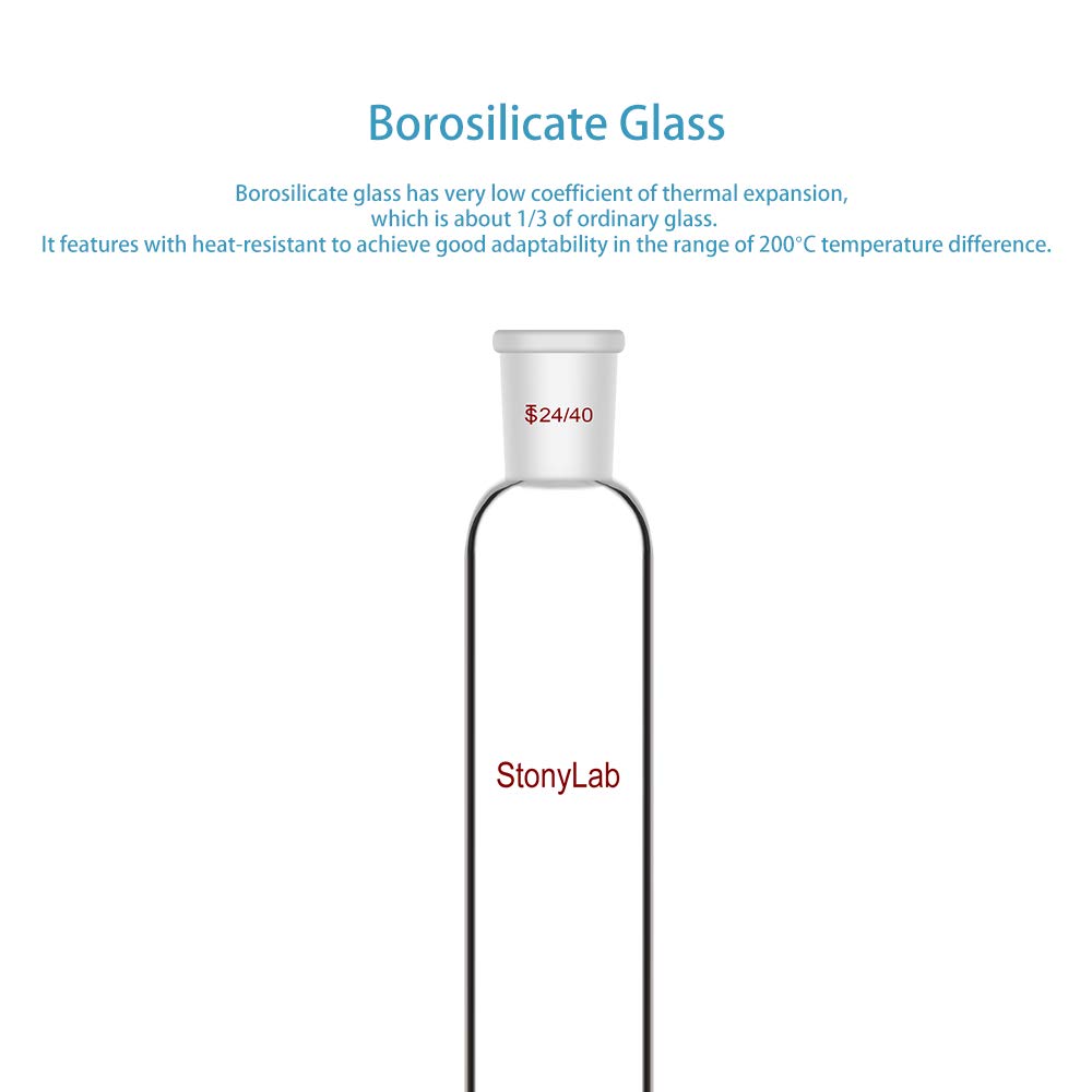 stonylab Chromatographie Säule aus Borosilikatglas, Chromatography Column 24/40 Gelenk Chromatographie Säule mit Fritte Scheibe und PTFE-Absperrhahn, 50mm Säule O.D und 300 mm Effektive Länge