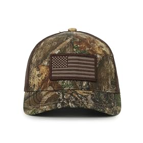 Realtree-Patriotic-Trucker-Hat-Structured-Baseball-Hat-American-Flag-Patch-One-Size-Camo-Brown