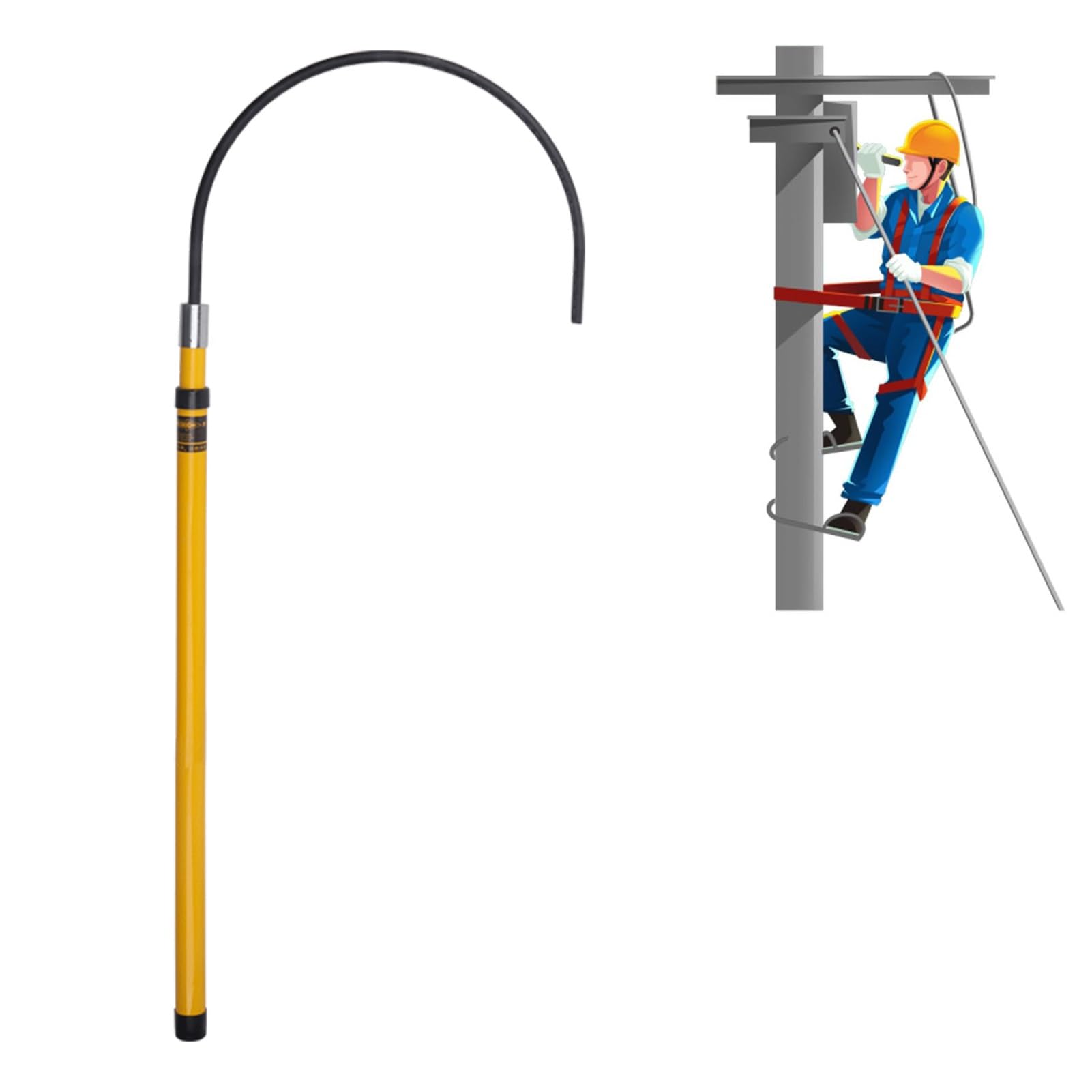 Gancho Aislado De Alto Voltaje, Pértigas De Rescate De Emergencia por Electrocución, para seguridad de electricistas de bomberos en fábrica/hogar(Yellow,1.5m/4.9ft)