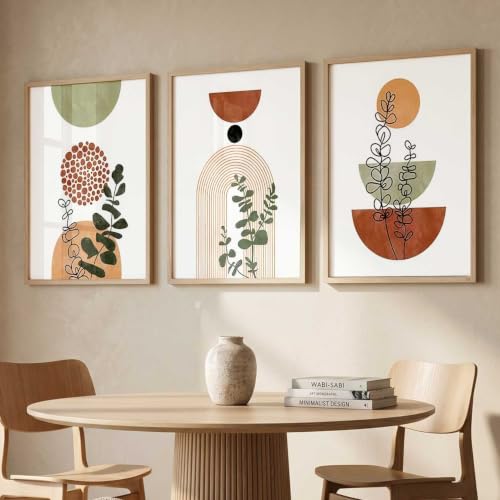 Image of kotart Boho Art Home Decoration Paintings With Frame For Living Room Bed Room Hotel Wall Decor Digital Reprint Set of 3 (10X13 inch)