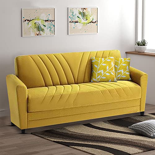 Image of Francis 3 Seater Sofa Set for Living Room (Yellow Fabric)
