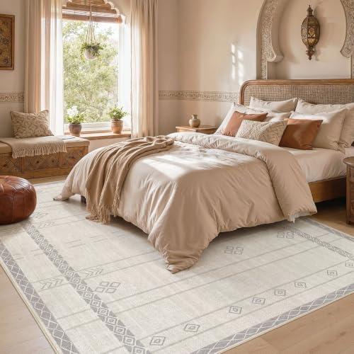 Image of cotiled 6x9 Area Rugs for Living Room: Boho Washable Rug for Dining Room