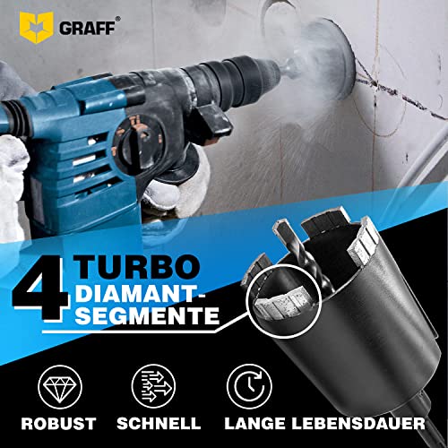 GRAFF Diamant Bohrkrone 68mm Beton Dosensenker Dosenbohrer - Diamant Bohrkronen Set für Mauerwerk Ziegel Poroton Putz Gestein - Steckdosenbohrer und Lochsäge für SDS Plus Bohrhammer