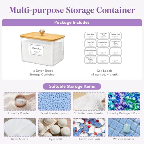 Image of Lifewit Laundry Pods Container with Lid, 0.53 gal, Natural, 1 Pcs