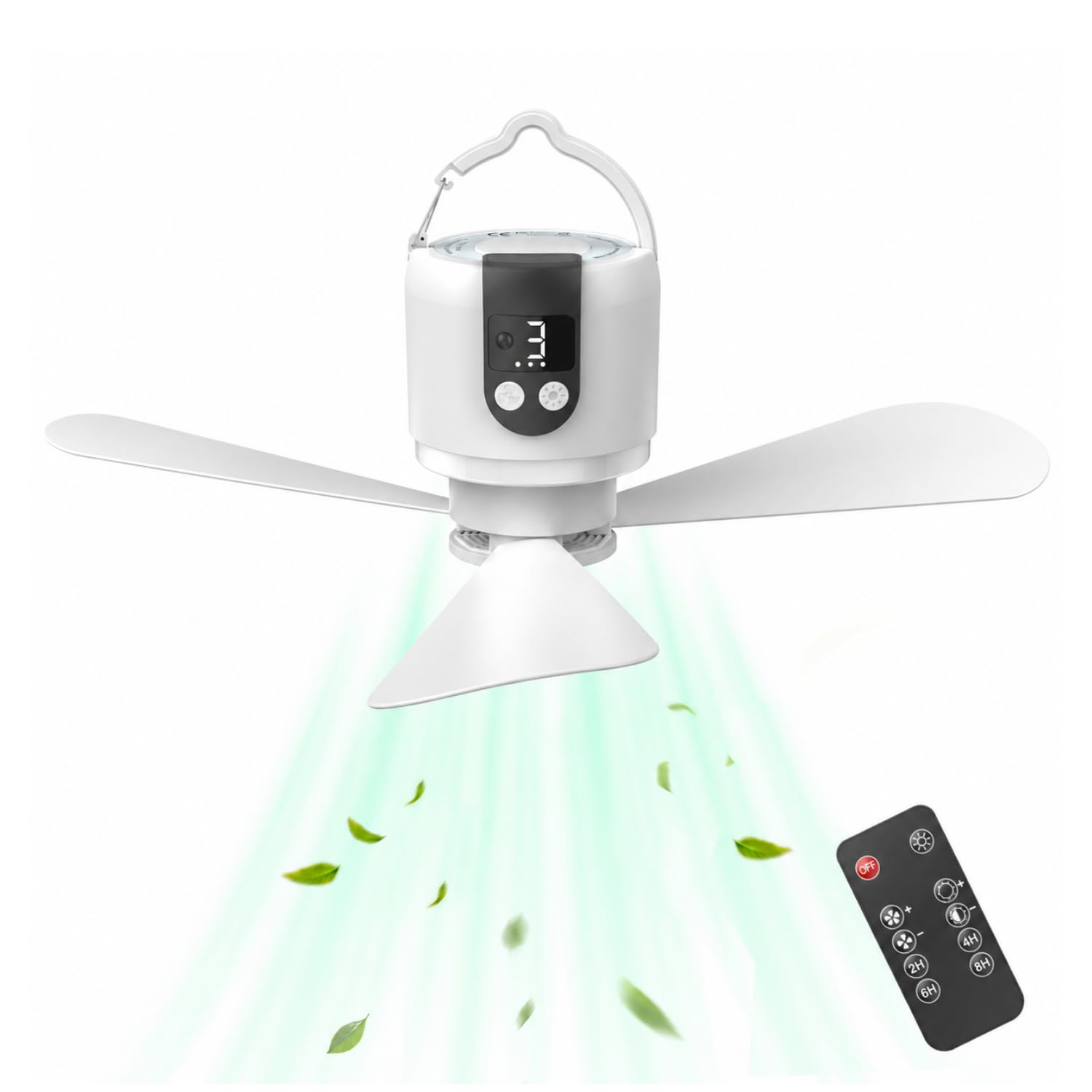 Photo 1 of 18" Outdoor Ceiling Fan with Light, 15600mAh Battery Powered Hanging Fan,3-Speed Fan & Light,Portable Rechargeable Camping Fan with Remote Control,Small USB Ceiling Fan for Tent,RV,Beach,Awning,Gazebo