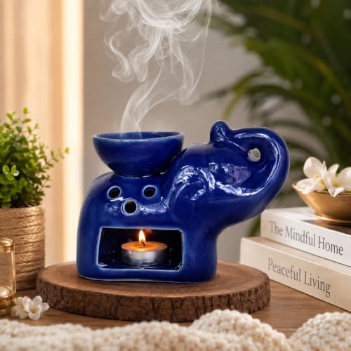 Pure Source India Ceramic Elephant Aroma Oil Burner – Essential O...
