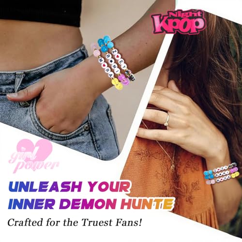 AICase for Kpop Demon Hunters Merch Rumi Zoey Mira Inspired Bracelets 3 Pcs Stackable Stretch Friendship Beaded Crystal Bracelets for Huntrix k pop Unique Merchandise Jewelry Gifts for Fans Women_69 7