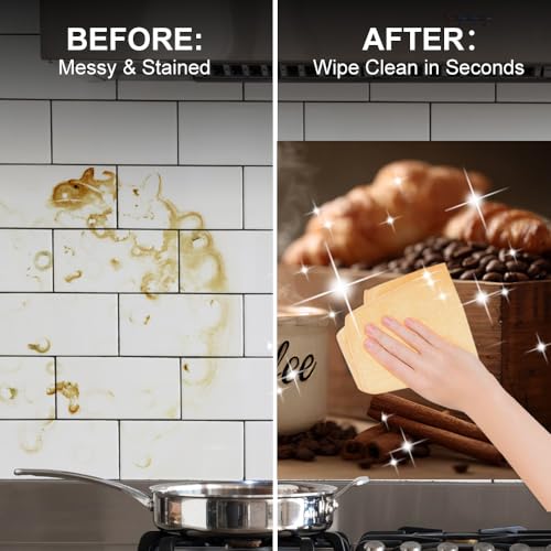 Image of Coffee Cup Croissant Backsplash Peel and Stick, 35.4x23.6 in