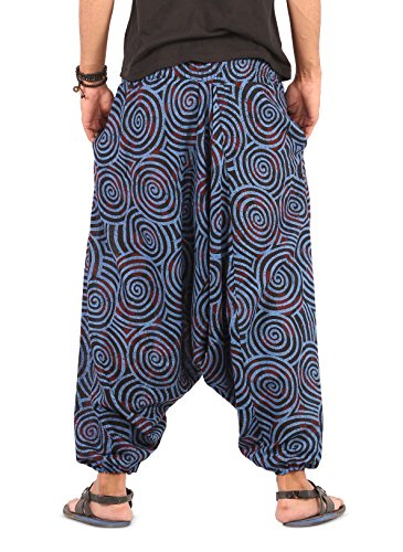Mens Womens Boho Hippie Cotton Harem Pants with Spiral Design4
