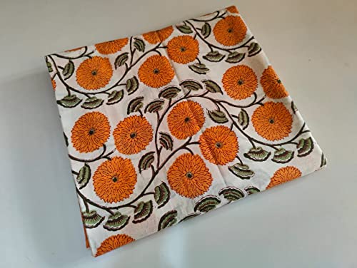 Image of Floral Printed Cotton Fabric Cloth Hand Block Print Fabric Women Material Running Jaipuri Hand Block Printed Women Dress Material Kurtis Natural 44 inch Inches Width 2.5 Meter (Pattern 13)