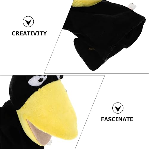 Miniatura 3 de LOGOFUN 2 piezas de marioneta de mano de cuervo de peluche, marioneta de mano de cuervo, divertido animal interactivo, juguetes de fiesta para niños