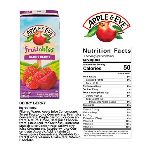 Apple & Eve Fruitables, Berry Berry Juice, 6.75 Fluid-oz, 40 Count