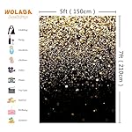 WOLADA Black and Gold Backdrop Golden Glitter Backdrop for Photography Wedding Birthday Baby Shower Party Photo Studio 5x7FT 11412 - Image 3