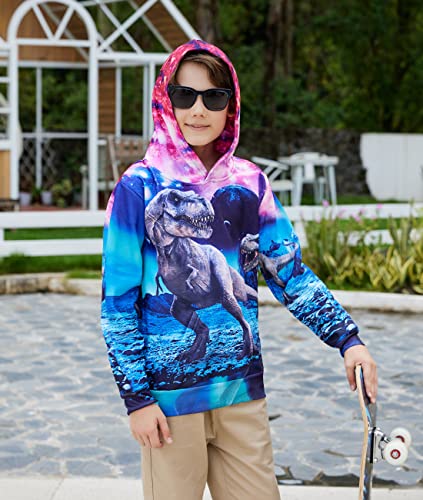 Uideazone Teens Boys Girls Galaxy Dinosaur Hoodies Sweatshirt Cool Graphic Pullover Hoodie Funny Hoodies For Boys #TOP4