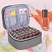 LUXJA Nail Polish Carrying Case - Holds 30 Bottles (15ml - 0.5 fl.oz), Double-layer Organizer for Nail Polish and Manicure Set, Gray (Bag Only)