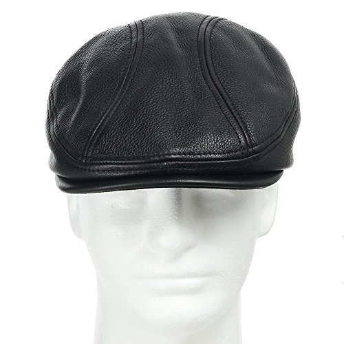 Ultrafino Stockton Driving Classic Leather Ivy Flat Caps Hat Newsboy Stylish Black Small #TOP2