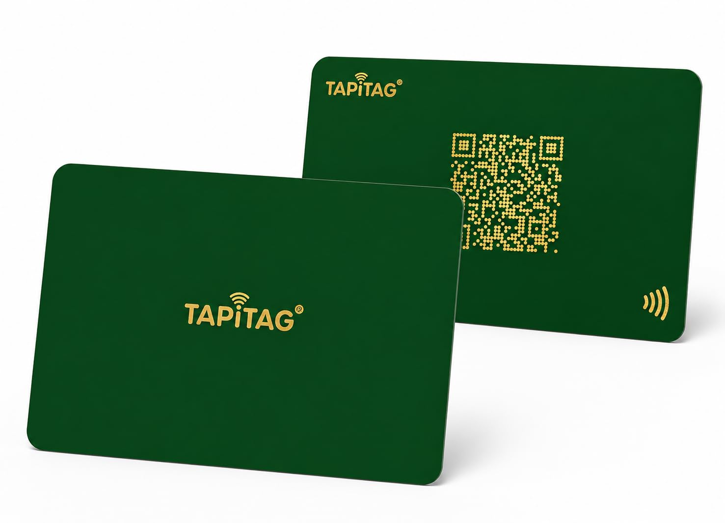 TAPiTAG PVC Digital Business Card – No Subscription Required – Contactless Card with NFC, QR and Online Profile for Networking and Business Events (Green with Gold Print) — image 1