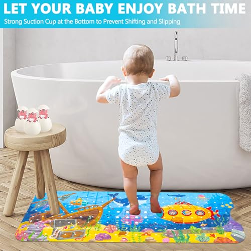 GUHAOOL Alfombrilla Antideslizante Bañera 100 x 40cm, Alfombra Ducha Antideslizante Infantil, Alfombra de Bañera Antideslizante con 200 Ventosas Fuertes, Resistente al Moho, sin BPA, Lavable a Máquina
