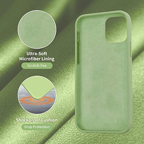 Cordking Designed for iPhone 12 Case, Designed for iPhone 12 Pro Case, Silicone Shockproof Phone Case with [Soft Anti-Scratch Microfiber Lining] 6.1 inch, Tea Green - Thumbnail 5