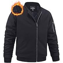 Men's Winter Bomber Jacket Windproof Warm Full Zipper Outer Wear Casual Flight Jacket Coat with Pockets