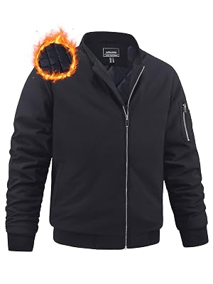 MAGNIVIT Mens Winter Bomber Jacket Windproof Warm Full Zipper Outer Wear Casual Flight Jacket Coat with Pockets