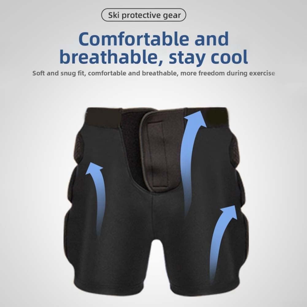 Zoegneer Short de ski adulte avec rembourrage en EVA épais pour snowboard et patinage respirant anti-chute Sous-vêtement pour homme et femme Noir