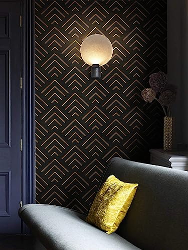 Heroad Brand Peel And Stick Wallpaper Black And Gold Wallpaper Geometric Wallpaper Black And Gold Contact Paper Self Adhesive Removable Wallpaper For Cabinets Waterproof Thicken Vinyl 118"X17.3" #TOP3