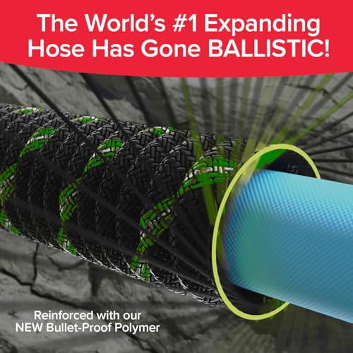 Image of Pocket Hose Ballistic Double UV Edition 50 FT Expandable Garden Hose w /Pocket Pivot Swivel Connector, Anti-Burst Sleeve Reinforced w /Bulletproof Fiber, Lightweight, No-Kink, Compact, AS SEEN ON TV