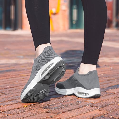 Image of DOUSSPRT Womens Walking Shoes Slip on Sock Air Cushion Sneakers | Non Slip Comfortable Fashion Casual Platform Breathable Tennis Lady Nurse Work Standing