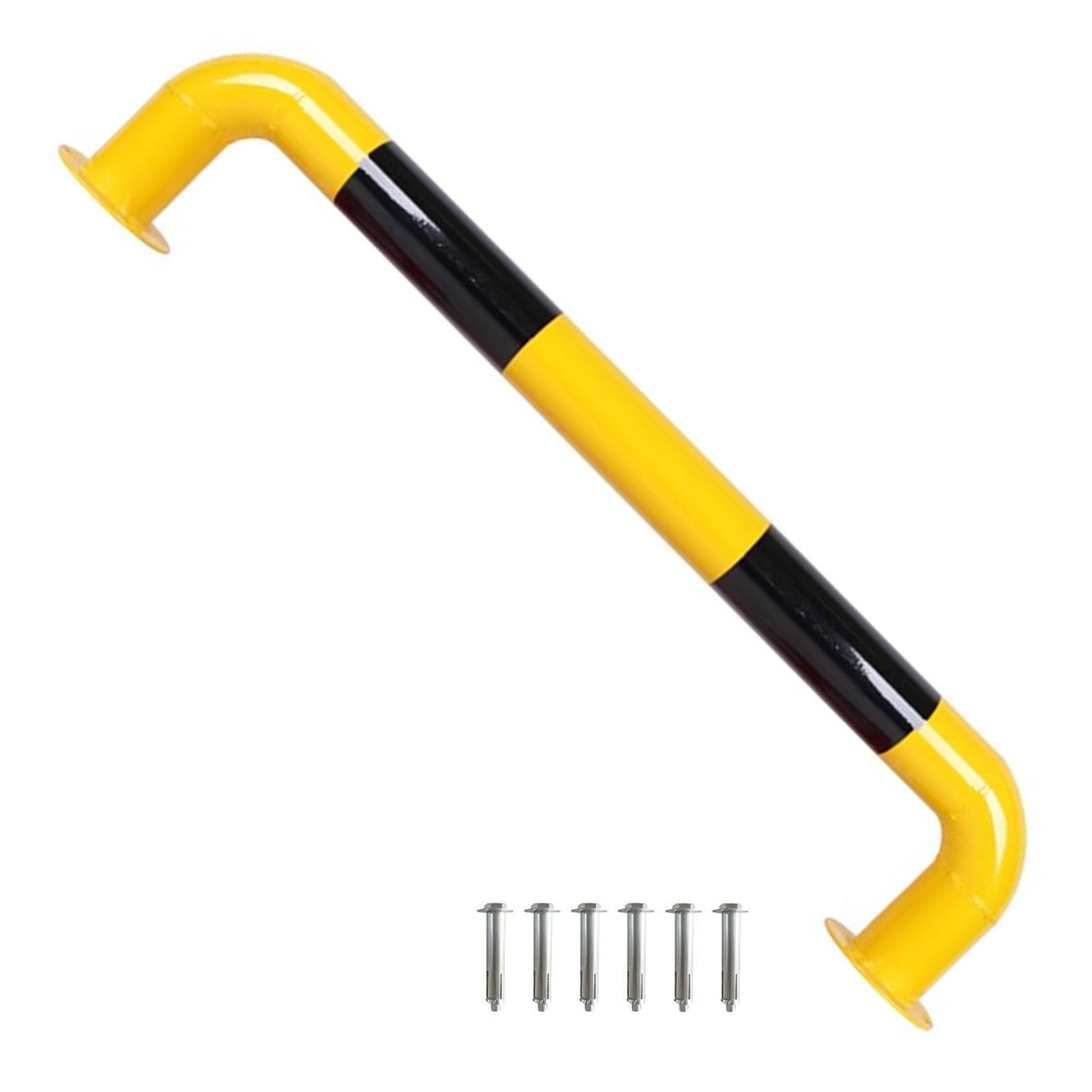 Paletto di sicurezza in acciaio per parcheggio, barriera di parcheggio per esterni resistente alle intemperie con bulloni di ancoraggio, lunga durata, 3 pezzi 100x20 cm/39,37x7,87 pollici