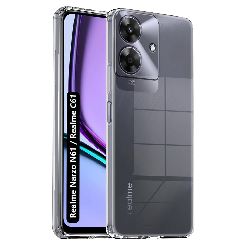 Fashionury Shockproof Crystar Clear Back Case Cover for Realme Narzo N61 / Realme C61 | Transparent Back Cover | Raised Bumps for Camera & Screen Protection for Realme Narzo N61 / Realme C61 (B0D8Y7GYP8) Amazon Price History, Amazon Price Tracker